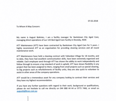 Bankstown Aged Care - note for us